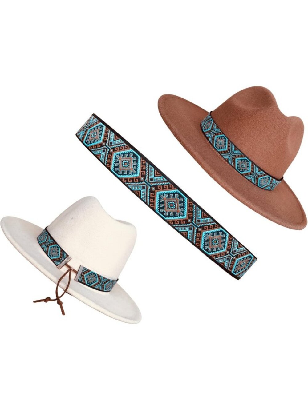 Turquoise & Brown Western Hat Band | Adjustable Cowboy Fedora Belt for Men